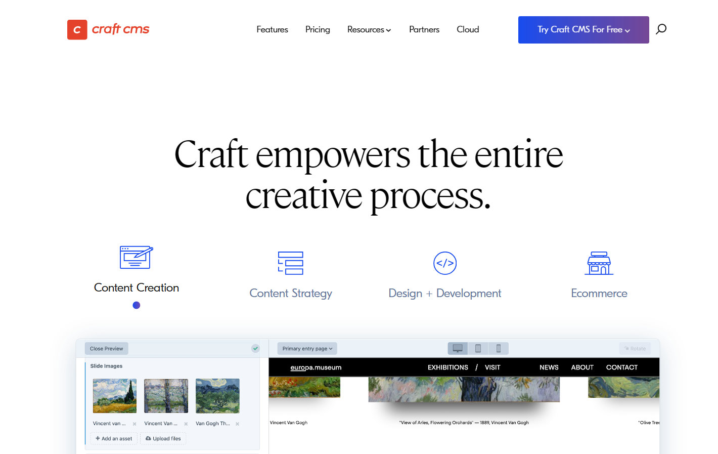 Craft CMS website homepage